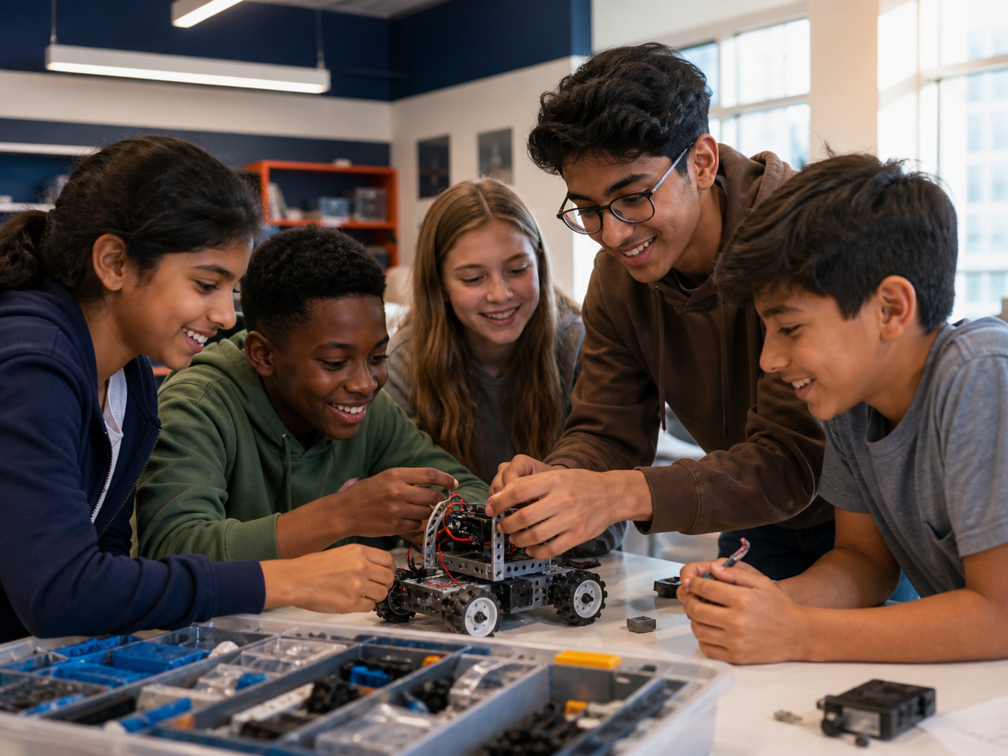 Students working together in a STEM workshop